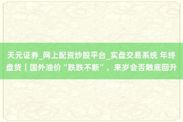 天元证券_网上配资炒股平台_实盘交易系统 年终盘货｜国外油价“跌跌不断”，来岁会否触底回升