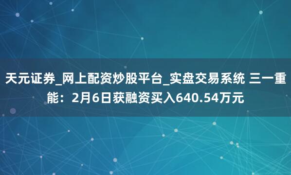 天元证券_网上配资炒股平台_实盘交易系统 三一重能：2月6日获融资买入640.54万元
