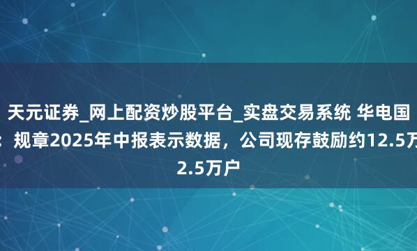 天元证券_网上配资炒股平台_实盘交易系统 华电国外：规章2025年中报表示数据，公司现存鼓励约12.5万户